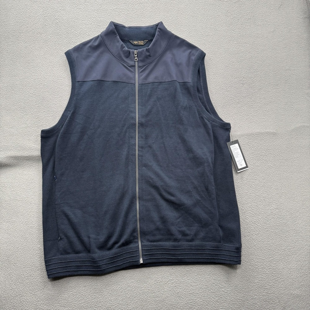 Rhone Sweater Vest Mens 2XL Blue Commuter Full Zip Classic Fit Knit Layer